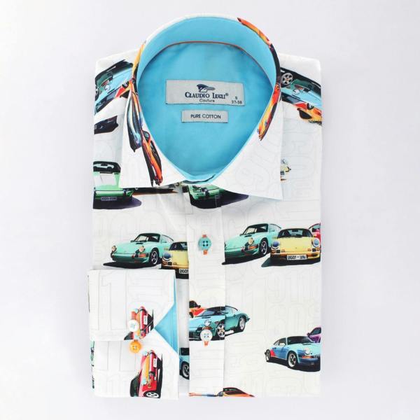 CLASSIC SPORTS CAR PRINT SHIRT – Premium Men's Patterned Shirt by Claudio Lugli | Bold Design, Tailored Fit, Best Printed Shirts