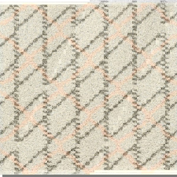 Moroccan Design Thick Shaggy Area Rugs Ivory Beige