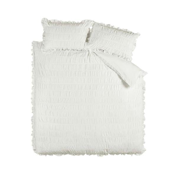 Seersucker Frill White Duvet Cover Set