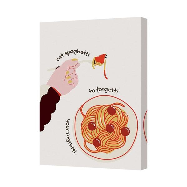 Benjamin Tate Design Canvas Wall Art Spaghetti Pasta Print Eat Spaghetti To Forget Your Regrets