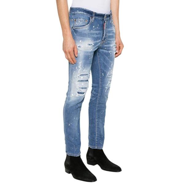 DSQUARED2 Skater Jean Destroyed Paint Effect Blue Jeans W34