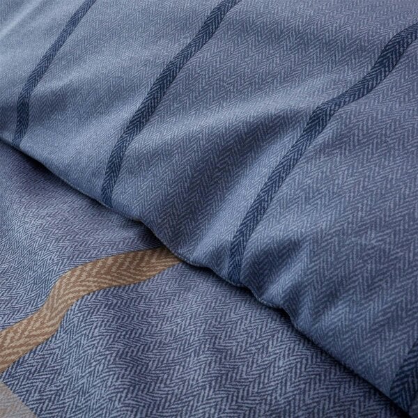 HomeSpace Direct Brushed Melrose Tweed Check Blue Duvet Cover Set