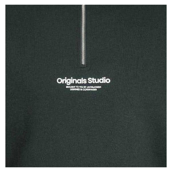 Jack And Jones Mens Quarter Zip Regular Sweatshirt - Forest - 
