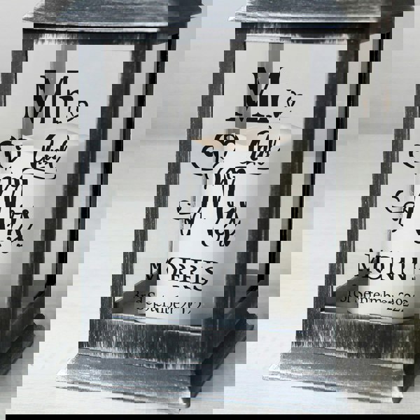 Personalised Memento Company Personalised Mr and Mrs Rustic Black Lantern