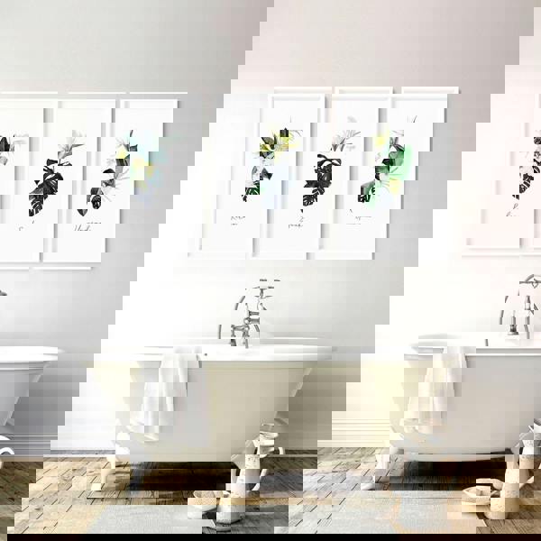 Decoration for bathroom walls | Set of 3 Tropical wall art