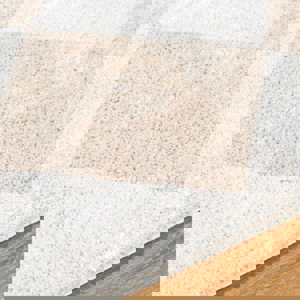 Livabliss Fossay Shag-Washable Beige High Pile Diamond Rug