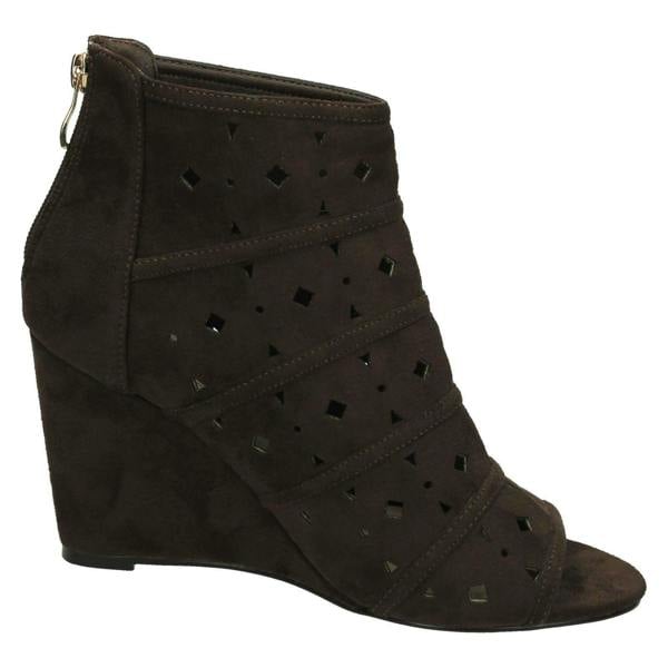 Spot On Ladies Spot On High Wedge Peeptoe Ankle Boots