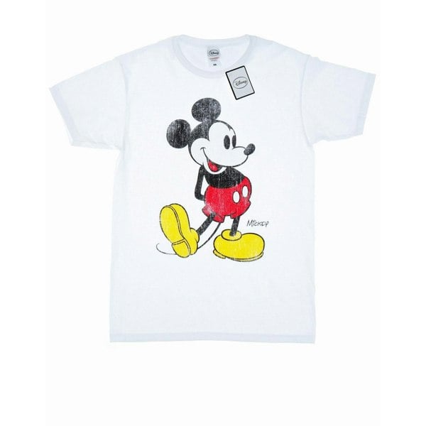 Disney Mens Mickey Mouse Classic Kick T-Shirt - White