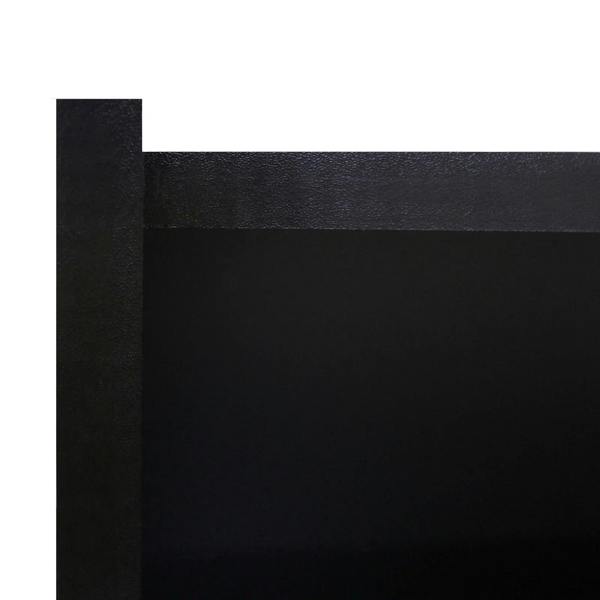 Sleek black A1200 retail shop counter with a smooth finish, featuring a minimalist design and sturdy construction for display and sales