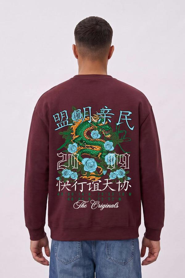 London Attitude Oversized Dragon Graphic Sweatshirt