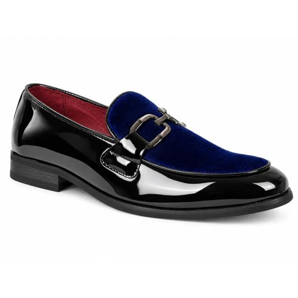 Dolcetto Men's Velvet Patent Slip-On Dress Loafers