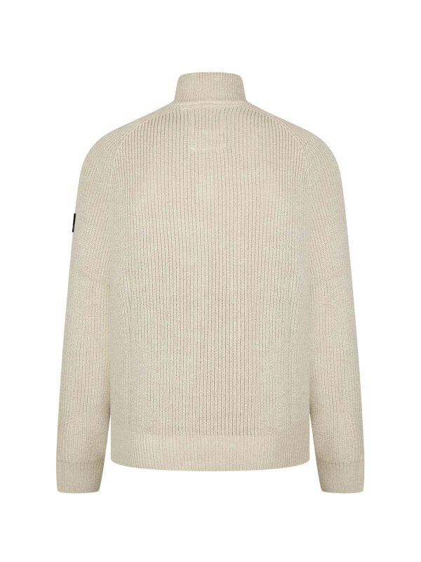 Luke 1977 Watton Plated 1/4 Zip Knitted Jumper - Stone