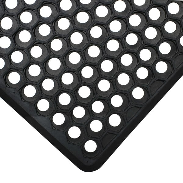 JVL Honeycomb Outdoor Rubber Ring Entrance Floor Door Mat 40x60cm, Black