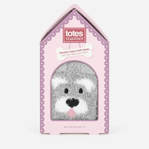 Totes NOVELTY SUPER SOFT SLIPPER SOCKS Slipper Socks Dog Slipper Socks   in  Pink