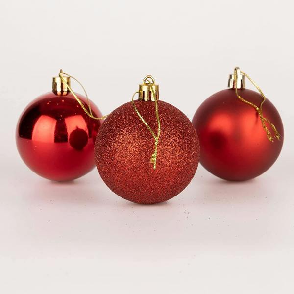 Shatchi Red Shatterproof Christmas Baubles 6cm, Available in 6 or 18 Piece Pack Sizes