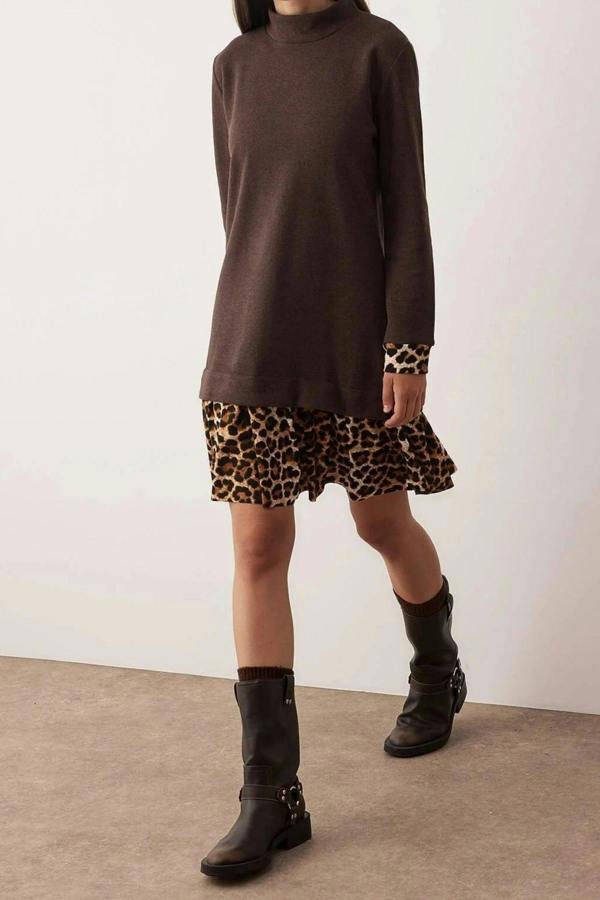 WOVCOR Mini Selanik Stand Collar Knit Dress