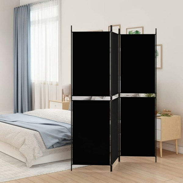 Berkfield 3-Panel Room Divider Black 150x180 cm Fabric