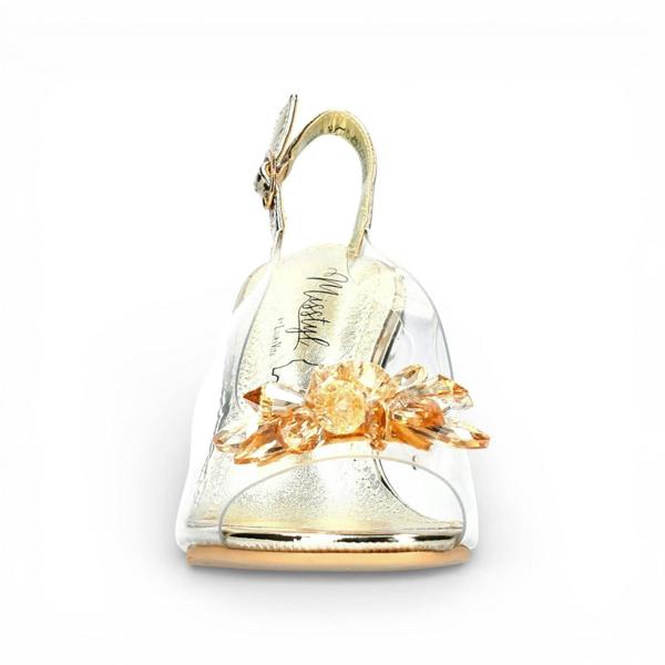 Laura Vita Women’s Mira 01 Clear Golden Slip-On Cinderella Heel Sandals