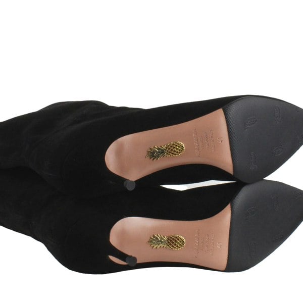 Aquazzura Very Boogie Bootie mid-heel ankle boots in black suede