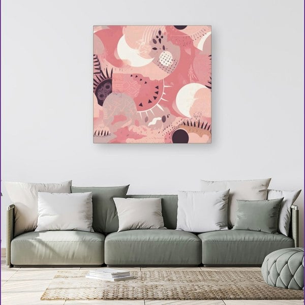 Warren Reed Abstract Pink White Canvas