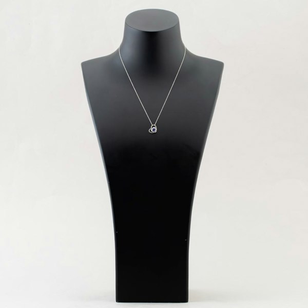 T. H. Baker 9ct White Gold Double Open Heart Tanzanite & Diamond Pendant Necklace RJP4008
