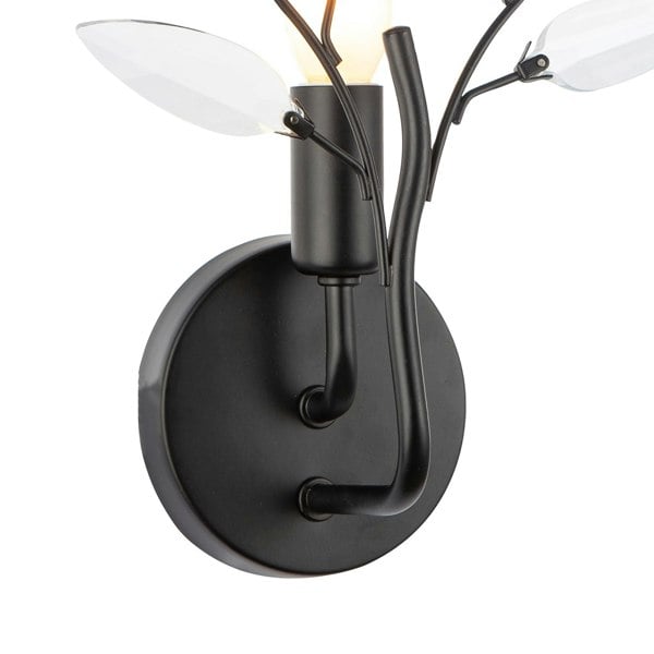 Modern Birch Matte Black Wall Lighting Fixture with Transparent Acrylic Leaves Image 3