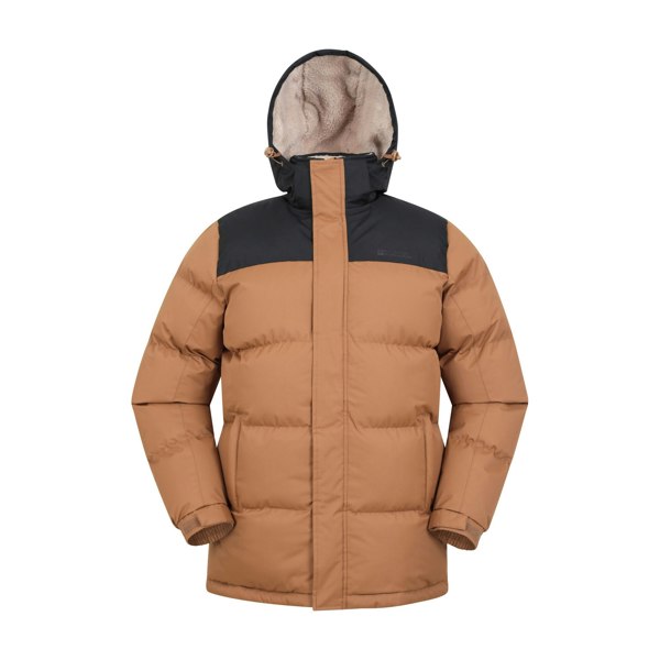 Mountain Warehouse Mens Snow Borg Lined Padded Jacket - Tan