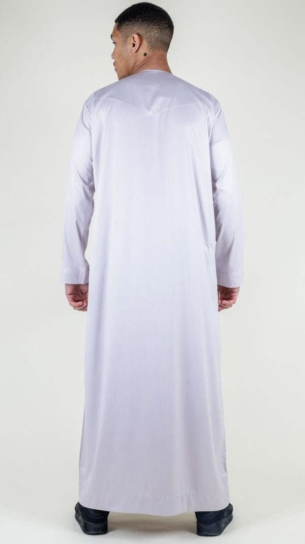 Infinity Leather Men's Thobe Robe Satin Emirati Islamic Jubba Eid Slim Fit