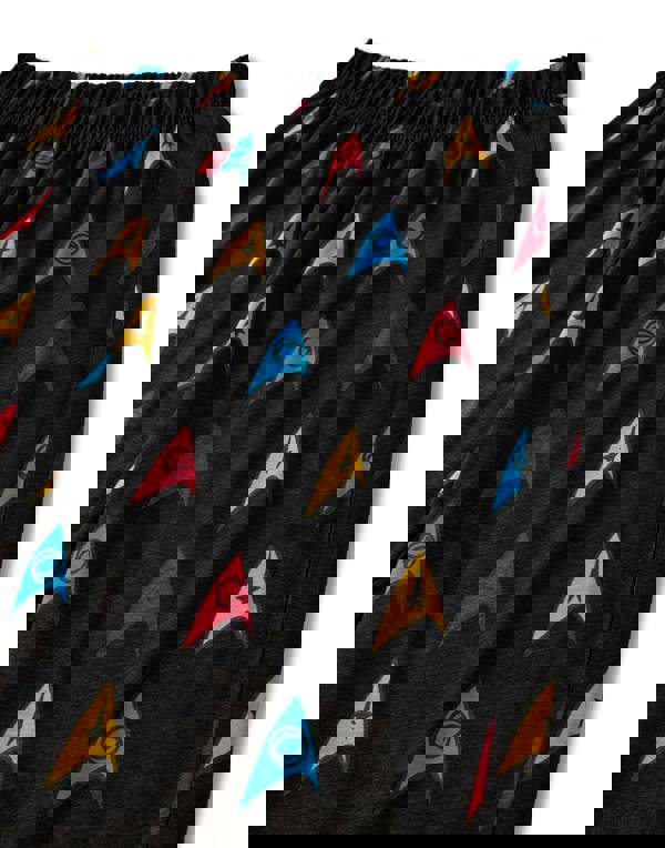 Star Trek Mens Black Logo Top All Over Print Bottom Short Sleeve Long Leg Pyjama Set