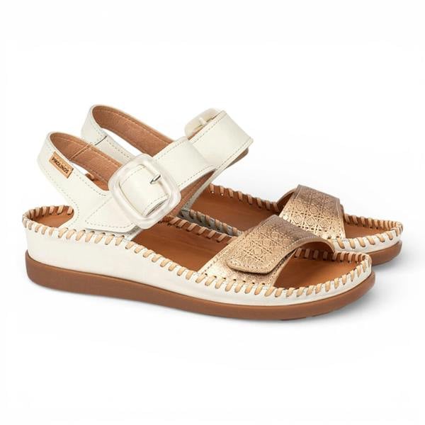 Pikolinos Cadaques - Women's White Leather Lightweight Wedge Sandals