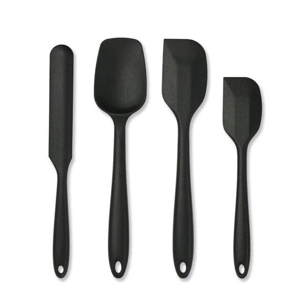 Anygleam Silicone Black Seamless Mixing Spatula 4 Set Kitchen Accessories Baking Utensil Kit Bread Cake Mixing Tools Cooking Scraper Heat Resistant
