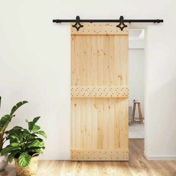 Berkfield Sliding Door with Hardware Set 90x210 cm Solid Wood Pine