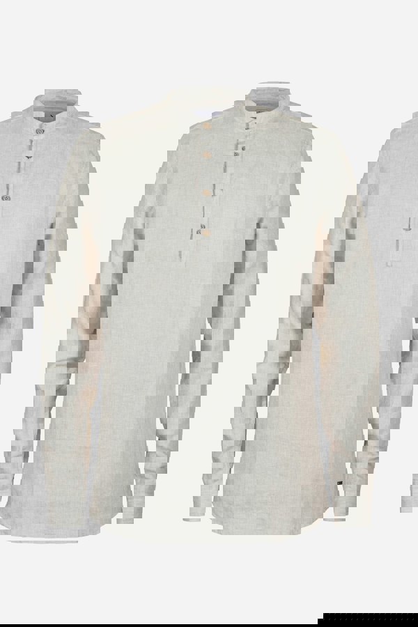 ENORSIA Men's Band Collar Linen Shirt