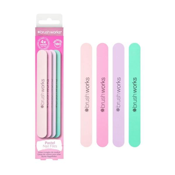 Brushworks Pastel Coloured Nail Files - 4 Pack