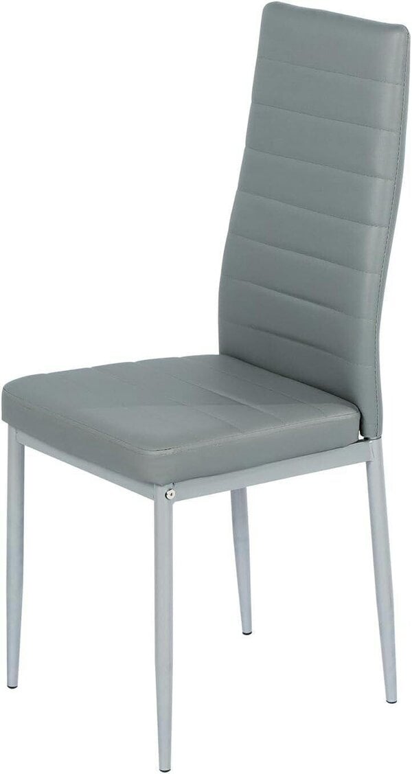 Kosy Koala Modern Rectangle Glass Dining Table Set With 6 Grey Faux Leather Chairs Dining Room Furniture