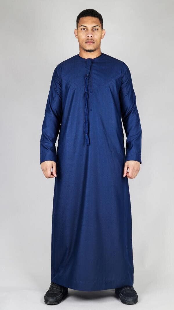 Infinity Leather Men's Thobe Emirati Islamic Jubba Robe Eid Tassel Slim Fit