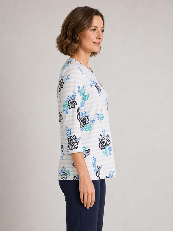 TIGI Stripe And Bloom Print Top