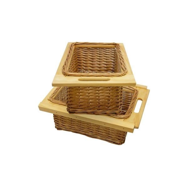 Kukoo 2 x Pull Out Wicker Kitchen Baskets 400mm