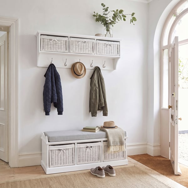 Statement Furniture Tetbury Large Hallway Set with Storage Baskets and Cushion Seat