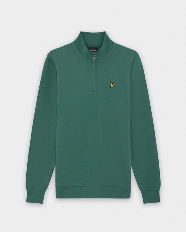 Lyle & Scott Loopback Mens Quarter Zip Sweatshirt - W130 Everglade | CHO | Designer Mens Quarter Zip Sweatshirts
