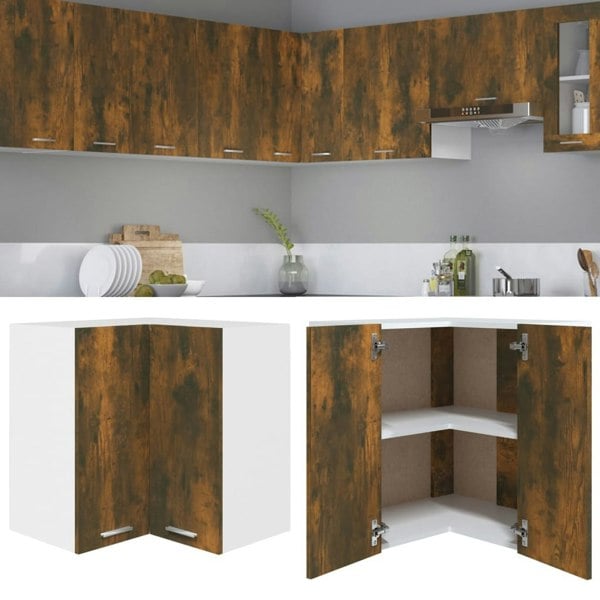 Berkfield Hanging Corner Cabinet Smoked Oak 57x57x60 cm Engineered Wood