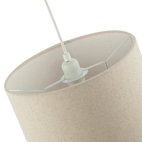 Light Taupe Oatmeal Linen Fabric Drum Lamp Shade with Cotton Lining Image 4