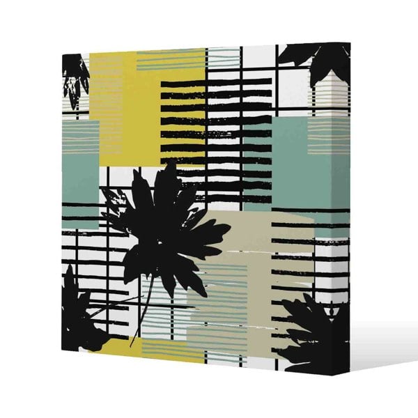 Benjamin Tate Design Geometric Shape & Leaf Print in Yellow & Green (Canvas Print)