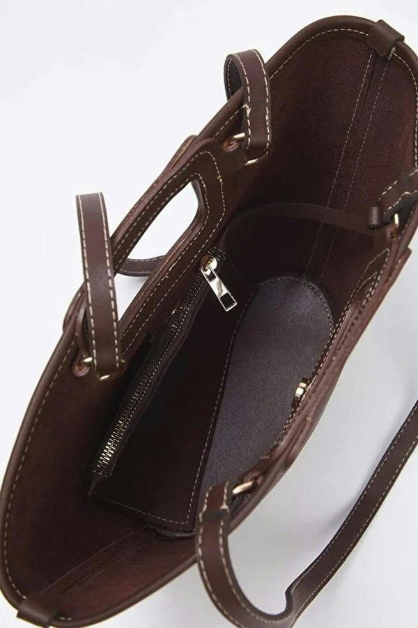 WOVCOR Stitch Detail Dual-Use Bucket Hand and Shoulder Bag