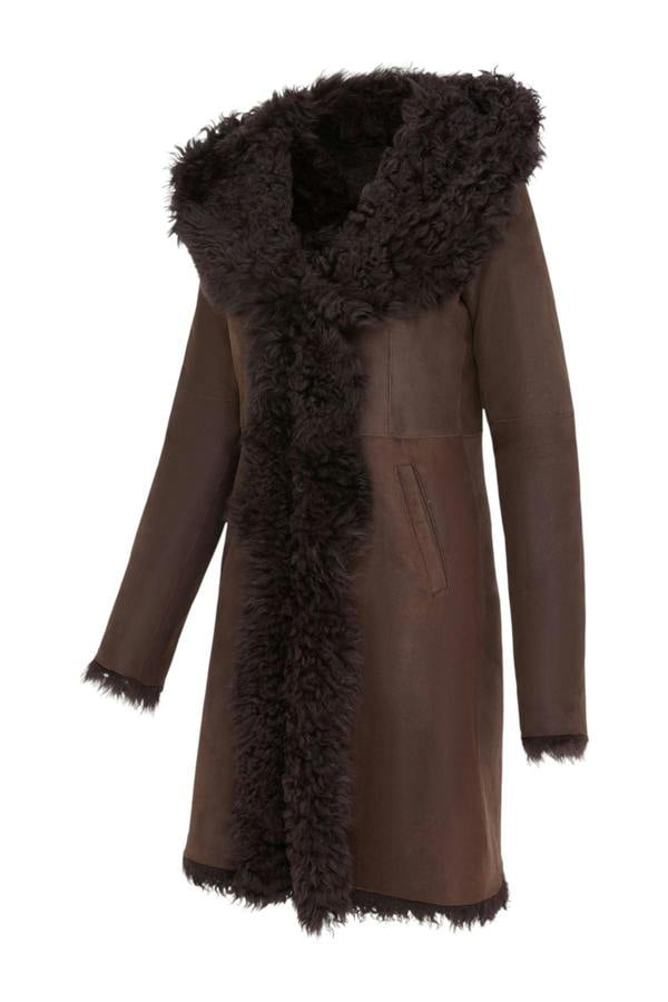 Infinity Leather Womens Toscana Sheepskin Leather Hooded Trench Coat - Coast