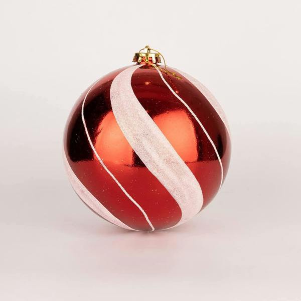 Shatchi 15cm Red and White Candy Stripe Shatterproof Christmas Baubles Set of 3 Tree Decorations