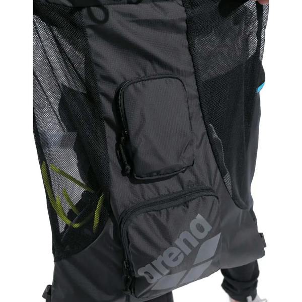 Arena All Set Mesh Bag - 40L black swim bag with mesh sides and zip compartments