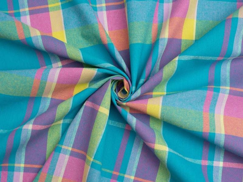 Minerva Core Range Cotton Madras Shirting Fabric - Checks Design Dressmaking Fabric, 145 cm / 58" Wide - per metre