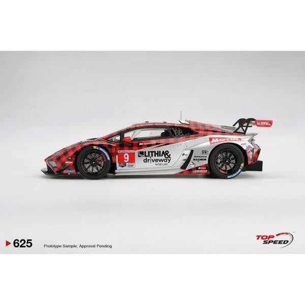 a race car with a red and black design