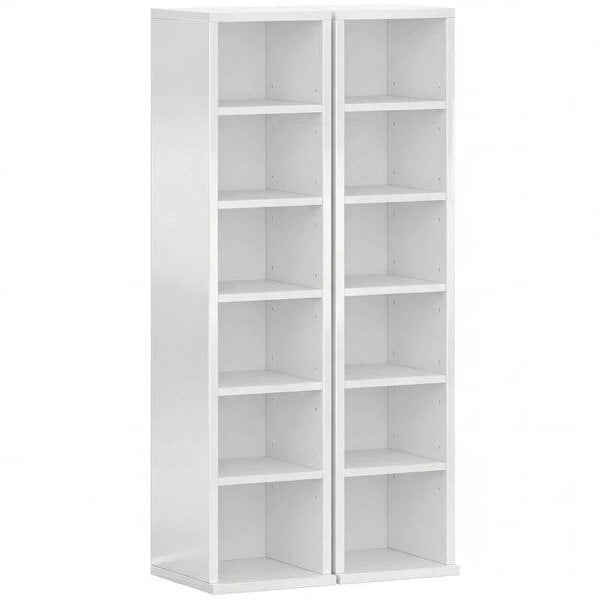 Bobobiy Set of 2 CD Media Display Shelf Unit Tower Rack with Adjustable Shelves, High Gloss White